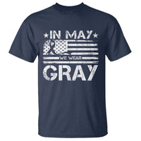 Brain Cancer Awareness T Shirt In May We Wear Gray US Flag