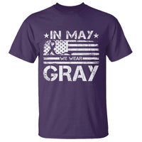 Brain Cancer Awareness T Shirt In May We Wear Gray US Flag