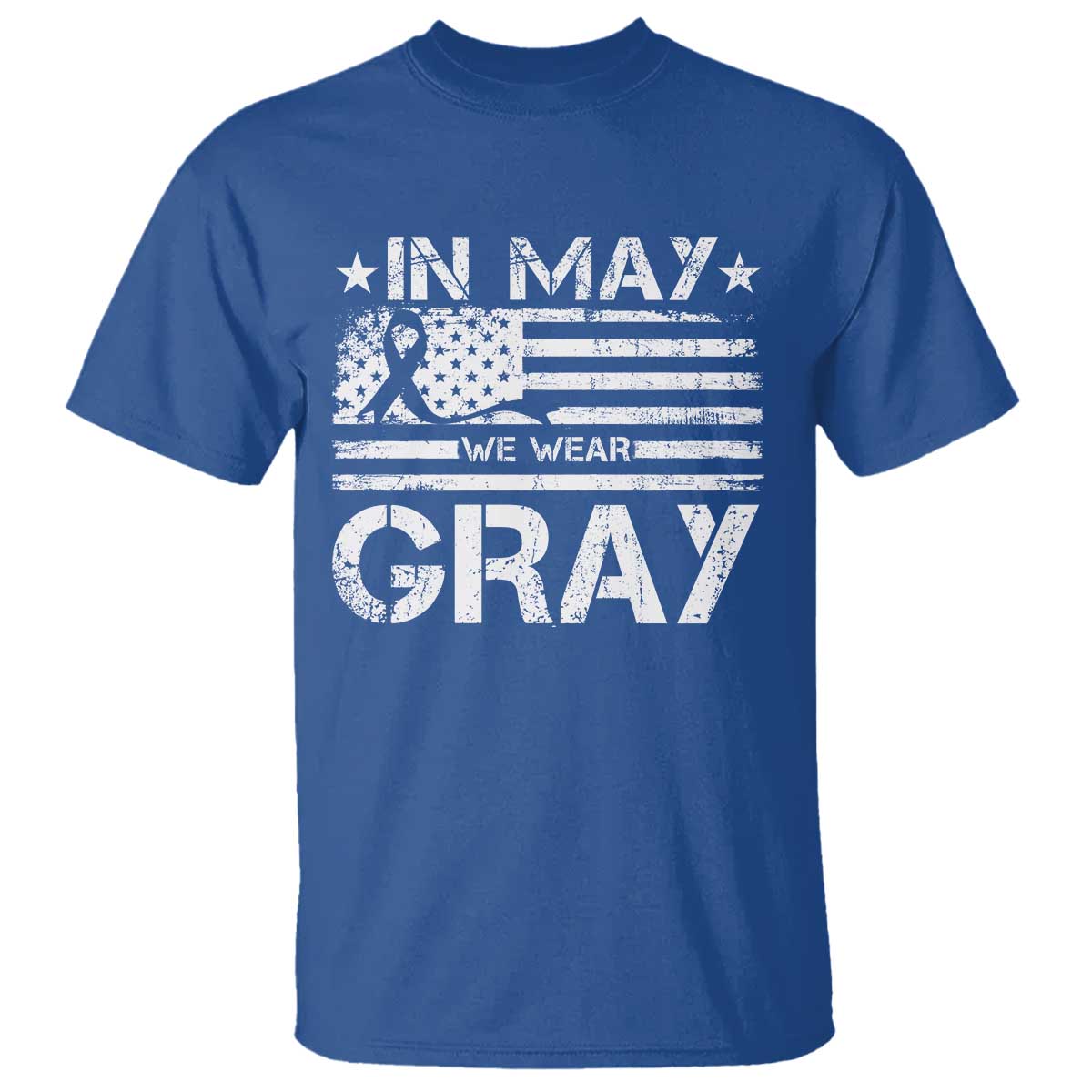 Brain Cancer Awareness T Shirt In May We Wear Gray US Flag