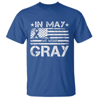 Brain Cancer Awareness T Shirt In May We Wear Gray US Flag
