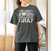 Brain Cancer Awareness T Shirt For Women In May We Wear Gray US Flag