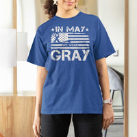 Brain Cancer Awareness T Shirt For Women In May We Wear Gray US Flag