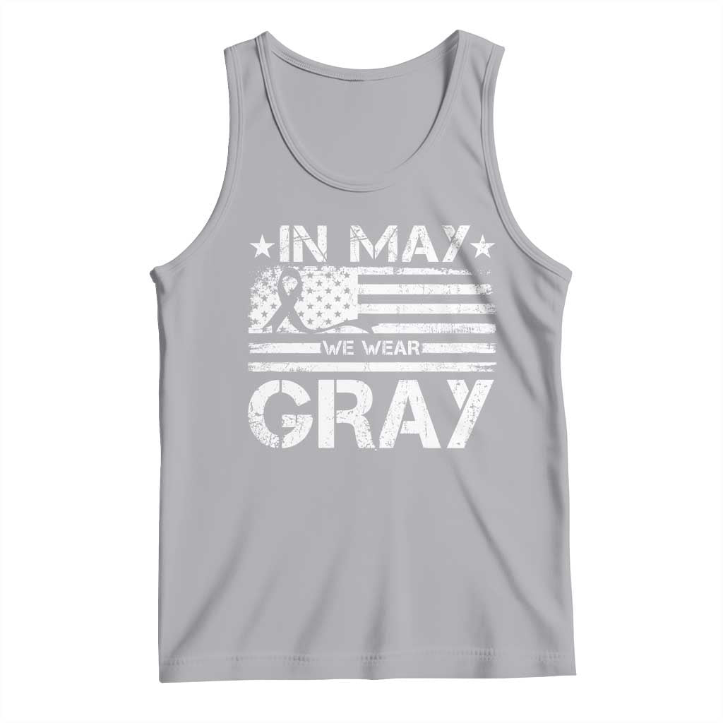 Brain Cancer Awareness Tank Top In May We Wear Gray US Flag