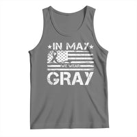 Brain Cancer Awareness Tank Top In May We Wear Gray US Flag