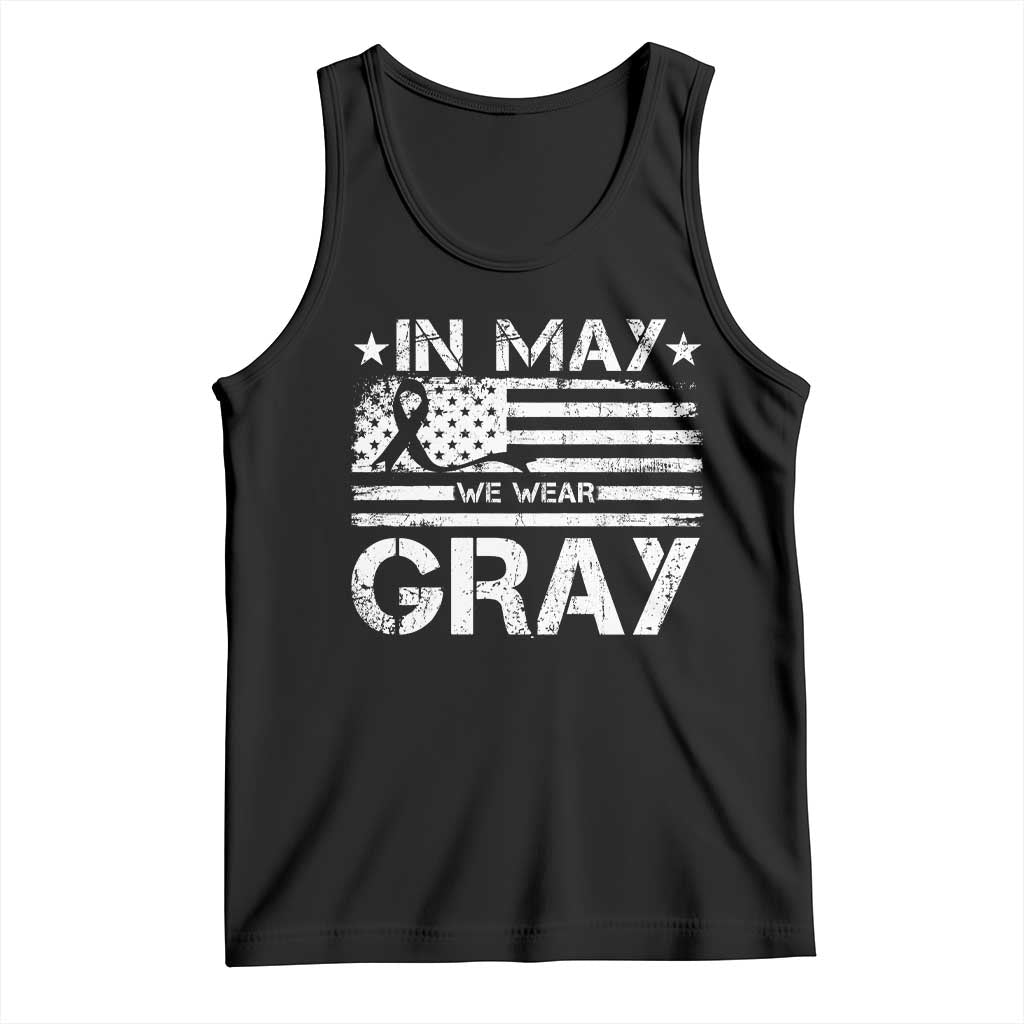 Brain Cancer Awareness Tank Top In May We Wear Gray US Flag