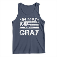 Brain Cancer Awareness Tank Top In May We Wear Gray US Flag