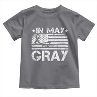 Brain Cancer Awareness Toddler T Shirt In May We Wear Gray US Flag