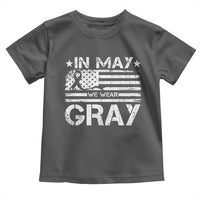 Brain Cancer Awareness Toddler T Shirt In May We Wear Gray US Flag