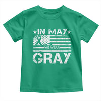 Brain Cancer Awareness Toddler T Shirt In May We Wear Gray US Flag