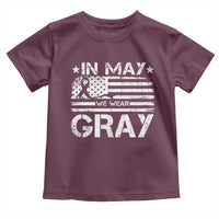 Brain Cancer Awareness Toddler T Shirt In May We Wear Gray US Flag