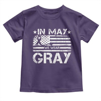 Brain Cancer Awareness Toddler T Shirt In May We Wear Gray US Flag