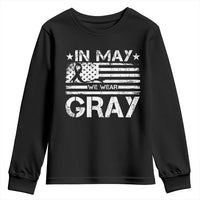Brain Cancer Awareness Youth Sweatshirt In May We Wear Gray US Flag