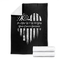 Brain Cancer Awareness Throw Blanket In May We Wear Gray American Flag Heart