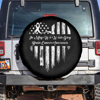 Brain Cancer Awareness Spare Tire Cover In May We Wear Gray American Flag Heart