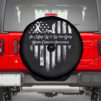 Brain Cancer Awareness Spare Tire Cover In May We Wear Gray American Flag Heart