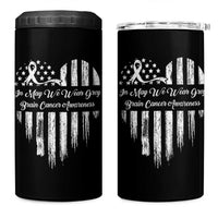 Brain Cancer Awareness 4 in 1 Can Cooler Tumbler In May We Wear Gray American Flag Heart