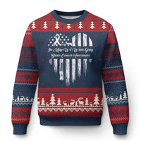 Brain Cancer Awareness Ugly Christmas Sweater In May We Wear Gray American Flag Heart