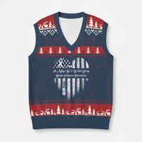 Brain Cancer Awareness V-Neck Knit Sweater Vest In May We Wear Gray American Flag Heart