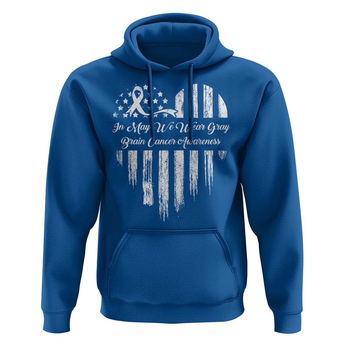 Brain Cancer Awareness Hoodie In May We Wear Gray American Flag Heart