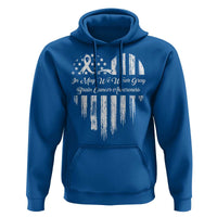 Brain Cancer Awareness Hoodie In May We Wear Gray American Flag Heart