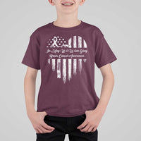 Brain Cancer Awareness T Shirt For Kid In May We Wear Gray American Flag Heart