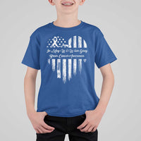 Brain Cancer Awareness T Shirt For Kid In May We Wear Gray American Flag Heart