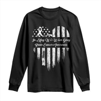 Brain Cancer Awareness Long Sleeve Shirt In May We Wear Gray American Flag Heart