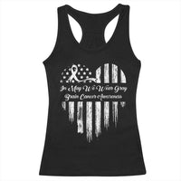 Brain Cancer Awareness Racerback Tank Top In May We Wear Gray American Flag Heart