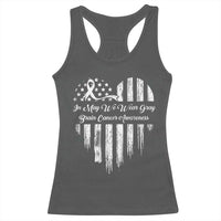 Brain Cancer Awareness Racerback Tank Top In May We Wear Gray American Flag Heart