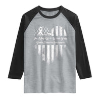 Brain Cancer Awareness Raglan Shirt In May We Wear Gray American Flag Heart