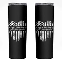 Brain Cancer Awareness Skinny Tumbler In May We Wear Gray American Flag Heart