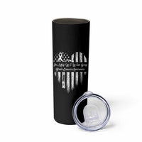 Brain Cancer Awareness Skinny Tumbler In May We Wear Gray American Flag Heart