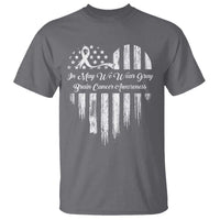 Brain Cancer Awareness T Shirt In May We Wear Gray American Flag Heart