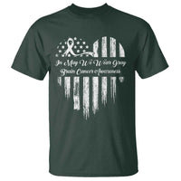 Brain Cancer Awareness T Shirt In May We Wear Gray American Flag Heart