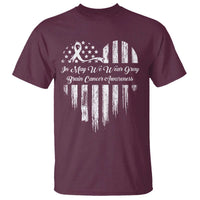 Brain Cancer Awareness T Shirt In May We Wear Gray American Flag Heart