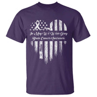 Brain Cancer Awareness T Shirt In May We Wear Gray American Flag Heart