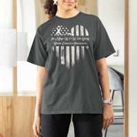 Brain Cancer Awareness T Shirt For Women In May We Wear Gray American Flag Heart