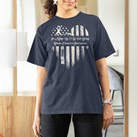 Brain Cancer Awareness T Shirt For Women In May We Wear Gray American Flag Heart
