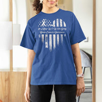Brain Cancer Awareness T Shirt For Women In May We Wear Gray American Flag Heart