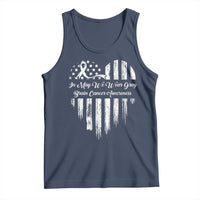 Brain Cancer Awareness Tank Top In May We Wear Gray American Flag Heart