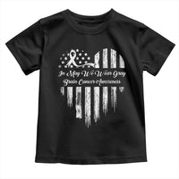 Brain Cancer Awareness Toddler T Shirt In May We Wear Gray American Flag Heart