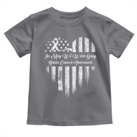 Brain Cancer Awareness Toddler T Shirt In May We Wear Gray American Flag Heart