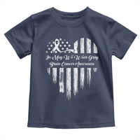 Brain Cancer Awareness Toddler T Shirt In May We Wear Gray American Flag Heart