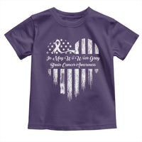 Brain Cancer Awareness Toddler T Shirt In May We Wear Gray American Flag Heart