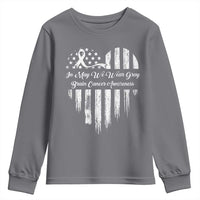 Brain Cancer Awareness Youth Sweatshirt In May We Wear Gray American Flag Heart