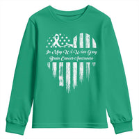 Brain Cancer Awareness Youth Sweatshirt In May We Wear Gray American Flag Heart