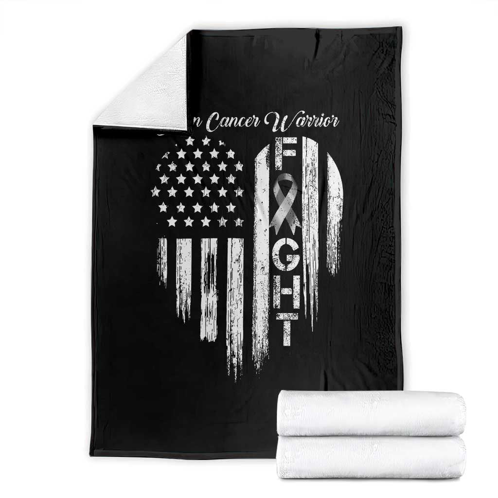 Brain Cancer Warrior Throw Blanket Fight Gray Ribbon American Flag Heart