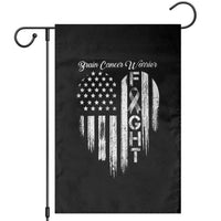 Brain Cancer Warrior Garden Flag Fight Gray Ribbon American Flag Heart