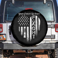 Brain Cancer Warrior Spare Tire Cover Fight Gray Ribbon American Flag Heart