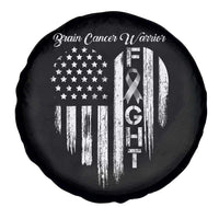 Brain Cancer Warrior Spare Tire Cover Fight Gray Ribbon American Flag Heart